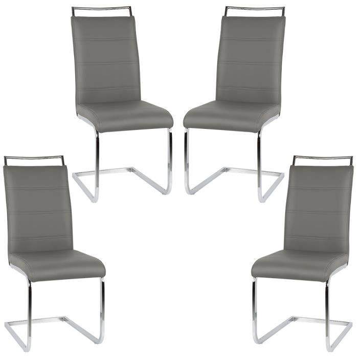 Lot de 6 chaise salle à manger-chaise de cuisine en velours-assis rembourré  et pieds en métal-gris foncé - Conforama