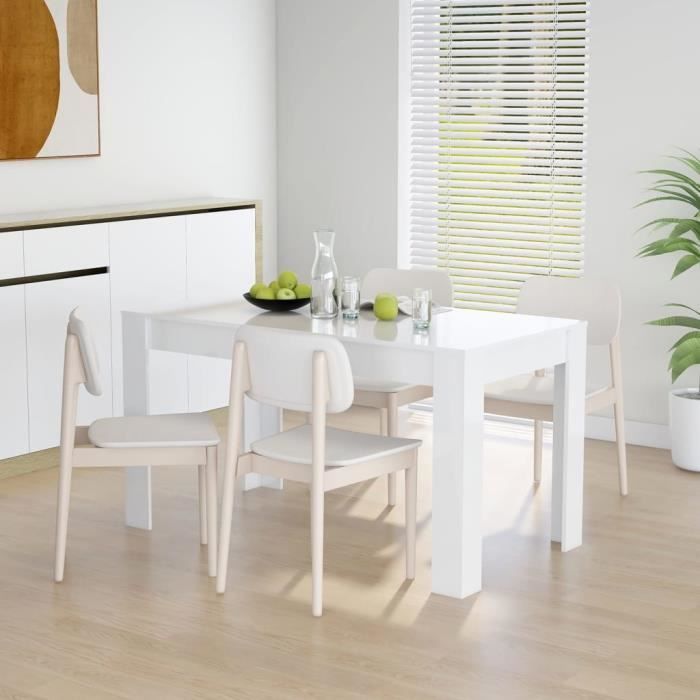Table de salle à manger élégance UNIQUE 4-6 Personnes - Table de séjour - Blanc brillant 140x74,5x76 cm Aggloméré3977