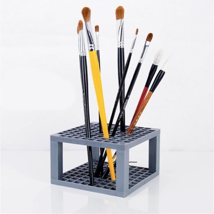 AHANDMAKER Porte-Pinceaux, 71 Trous Support de Brosse de Maquillage Organisateur Support de Stockage de Caisse de Brosse en Plastique pour Peinture Crayon Marqueur Eye-Liner Pinceau Cosmétique, Blanc