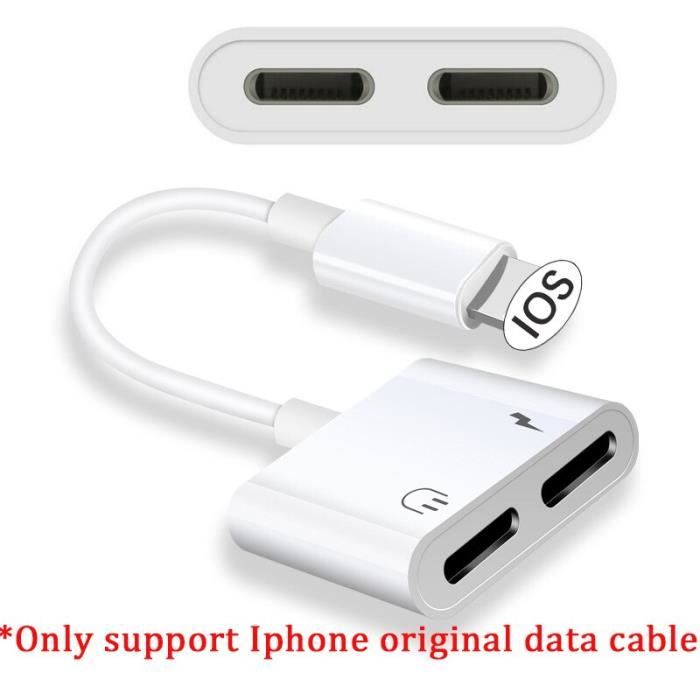 VSHOP ® 2 en 1 Adaptateur Lightning USB Câble Chargeur blanc 3.5mm Jack  Audio IPHONE 7 Port Lightning vers Jack 3,5 mm femelle - Cdiscount  Téléphonie