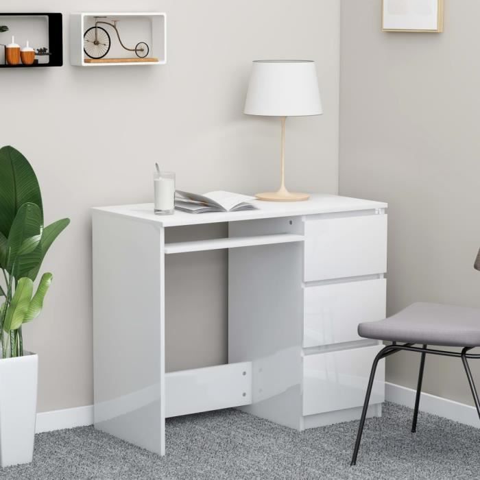 Bureau Pour Enfant Ou Adulte Bureau Informatique Table D Ordinateur Blanc Brillant 90x45x76 Cm Agglomere Achat Vente Bureau Bureau Pour Enfant Ou Adulte Soldes Sur Cdiscount Des Le 20 Janvier Cdiscount