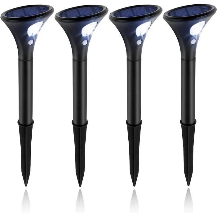 Lampes Solaires Extérieur 4 Es Linkind 1000lm - Détecteur Mouvement - 3 Modes - IP67 - Blanc Chaud/Froid Bordure Jardin Exterieur