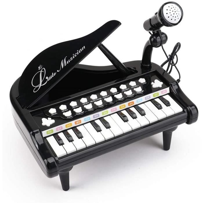 Amy Benton Piano Enfant 1 2 3 Ans Bebe Petite Jouet Clavier de Piano avec Microphone Cadeau Filles et garcons 24 Touches Noir Cdiscount Instruments de musique