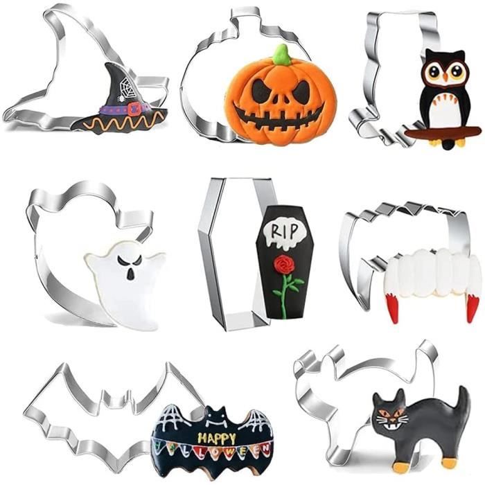 cadeaux Lot de 10 emporte-pièces en forme de chauve-souris en acier inoxydable pour Halloween gâteaux biscuits