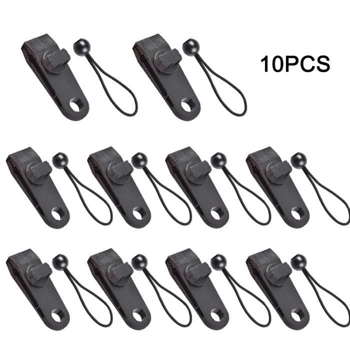 10 Pinces à Bâche Solides - Clips De Fixation Pour Auvent, Bâche De Jardin - Lot Économique