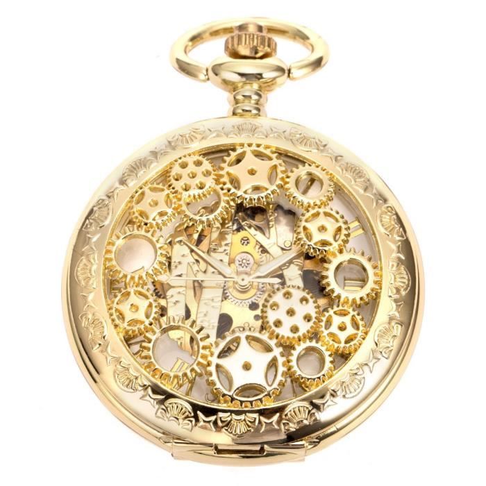 ManChDa Montre de Poitrine Golden Gears Case Double Hunter Burlywood Cadran  avec Chaîne Cowboy et chaîne Extra T-Bar pour Hommes , - Achat/vente montre  de gousset - Cdiscount