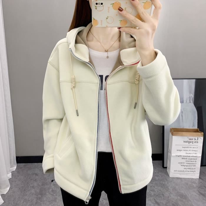 Couleur Beige taille L 52 60kg Veste polaire thermique capuche