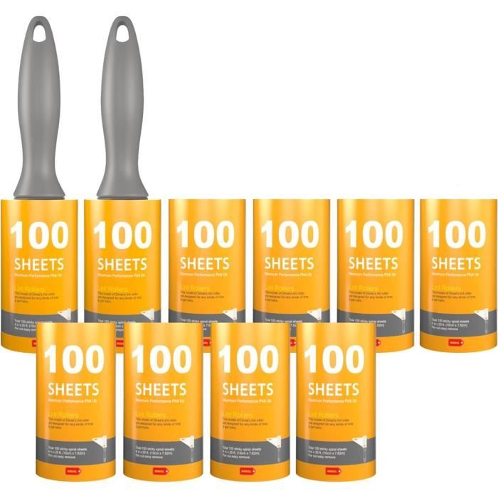 Nettoyage Vêtements Lot De 10 Recharges Pour Rouleau Anti-Peluche - 550 Feuilles Adhésives (80m) - Enlève Poils Et Poussière Rouleau Adhésif Poil Chien Nettoyage Vêtements Lot De 10 Recharges Pour Rouleau Anti-Peluche - 550 Feuilles Adhésives (80m) - Enlève Poils Et Poussière Rouleau Adhésif Poil Chien