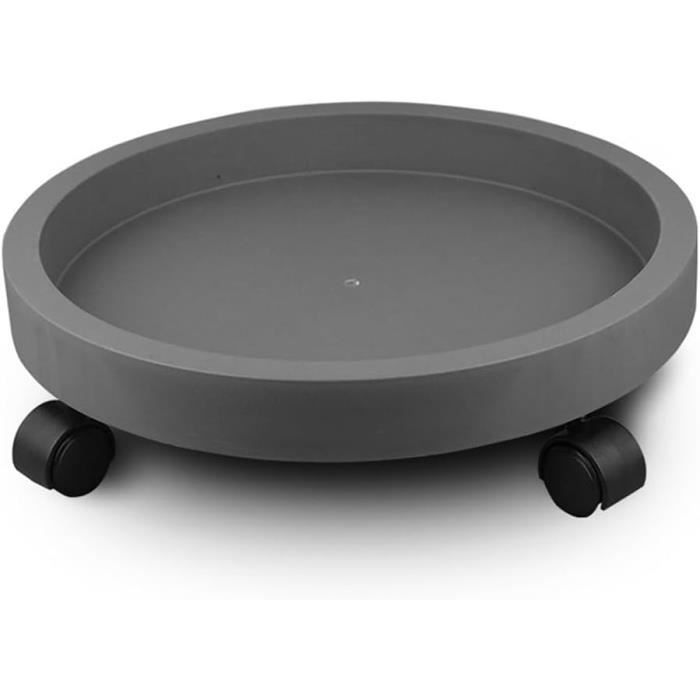 2 Supports Pots De Fleurs à Roulettes 30cm - Plateau Roulant Plantes 56kg Charge Noir