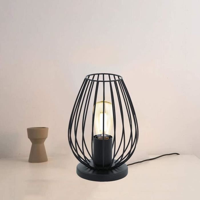 Lampe de table nettlife salon lampe de table vintage bois: noir lampe de chevet 1 lumière