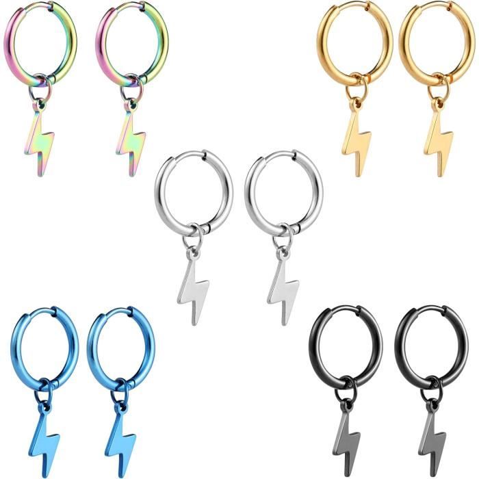 Lot De 9 Paires De Boucles D’oreilles HinDaLi – Acier Inoxydable 316L, Argent, Noir, Or, Hypoallergéniques