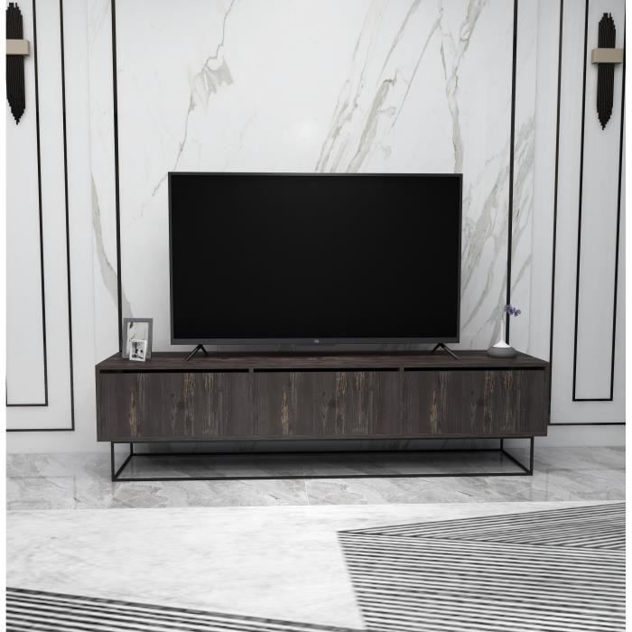 meuble tv - emob - kalune design - 2 tiroirs - blanc - 180x50x40 cm