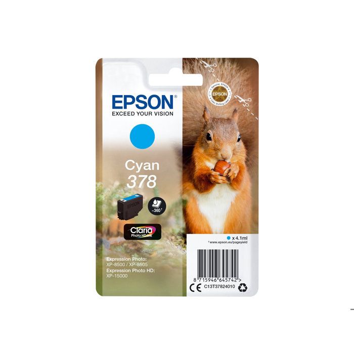 EPSON Cartouche dencre 378 Cyan - Ecureuil (C13T37824010)