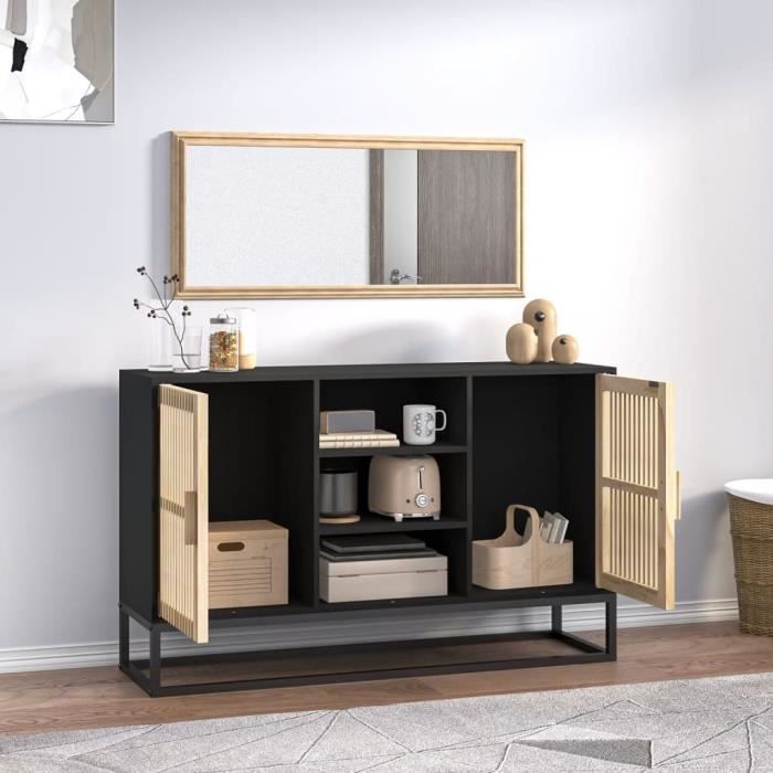 Buffet bas - ESTINK - ST5670 - Bois dingénierie - Noir - 105x30x65 cm