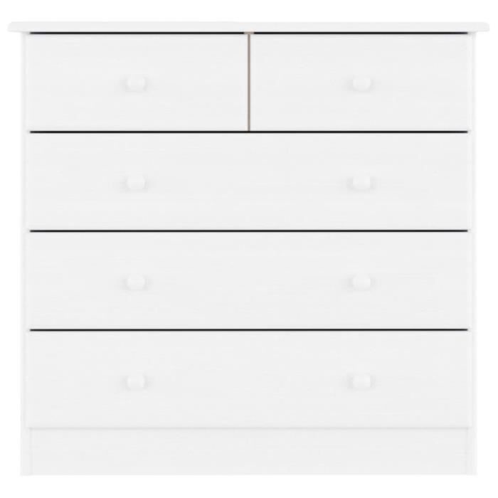 Commode - FAFEICY - ALTA - Bois massif de pin - 5 tiroirs - Blanc