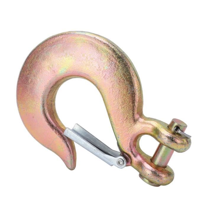1/4" Chape Grab Hook G70 Acier Carbone - Crochet Sangle Chaîne Sécurité 3500 Lb - Pour Remorque, Gréement, Attelage Récepteur - Finition Zinc