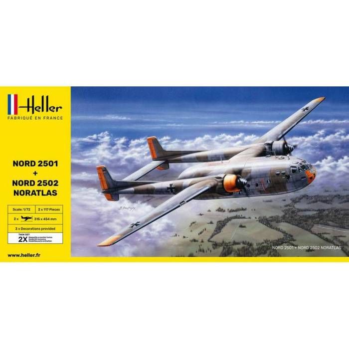 【新品】1:72 NORD 2502 NORATLAS U.A.T. プラモデル Nord 2501 + Nord 2502 Noratlas, Heller 55374 (2021)