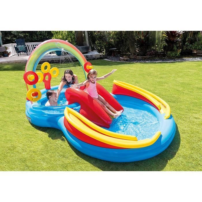 Aire de jeux gonflable Bassin et Toboggan Arc en ciel Intex Cdiscount
