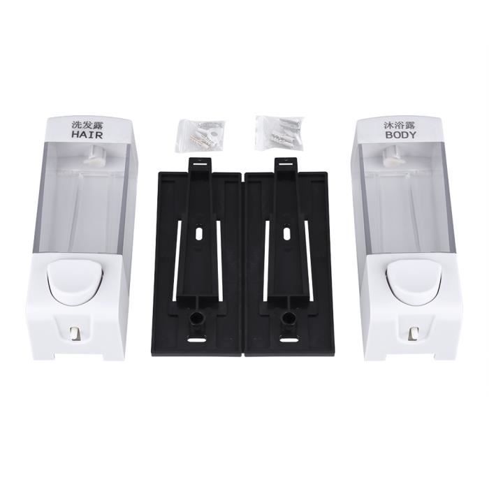 Distributeur De Shampoing Mural Double 350 Ml X2 - Argent Mat - ABS - Neuf