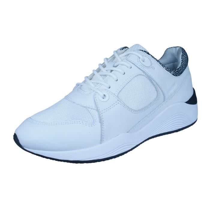 Baskets Femme GEOX D Omaya A en Cuir Blanc avec Fermeture Zip Talon Plat