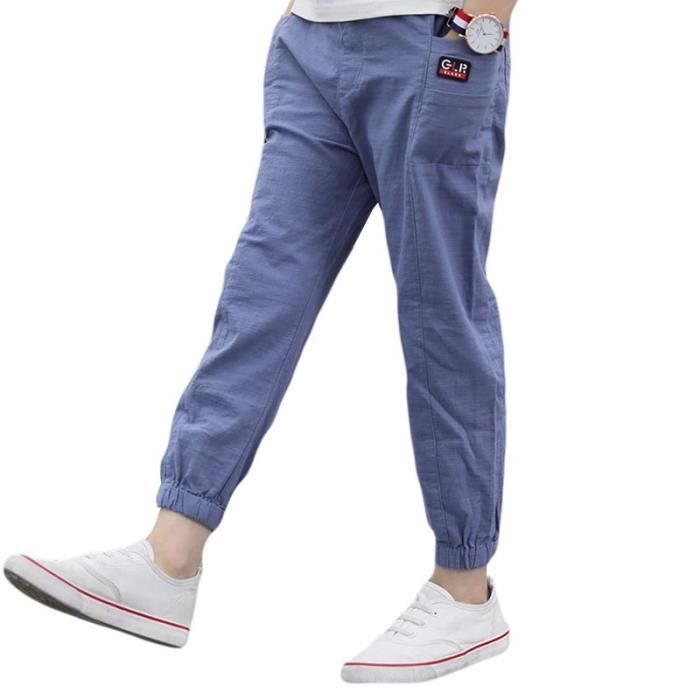 Pantalon En Lin Enfant Garcon Couleur Unie Pantalon 9 10 Enfant Bleu Cdiscount Pret A Porter