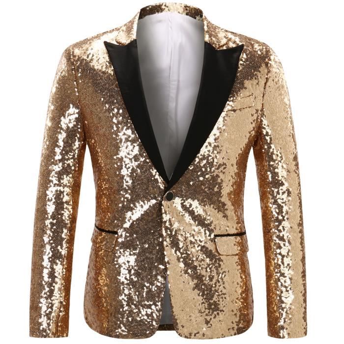 Veste de costume blazer avec paillette en masse, smoking homme col