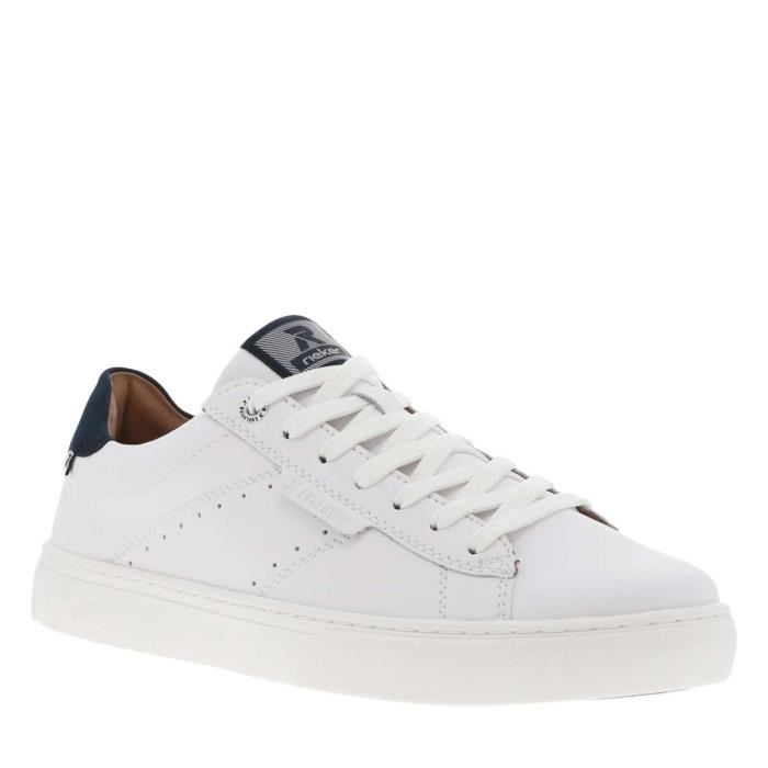 Baskets basses cuir - Blanches - Homme - Plat - Lacets