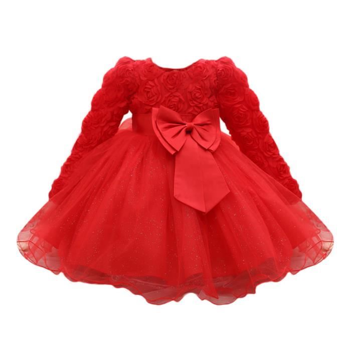 Fleur Bebe Princesse De Demoiselle D Honneur Pageant Robe De Fete D Anniversaire Robe De Mariee Rouge Rouge Cdiscount Pret A Porter