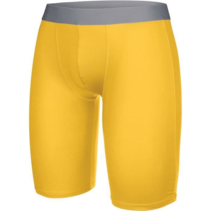 short de sport multisport - proact - sous-short long - homme - jaune fluo - tissu à séchage rapide