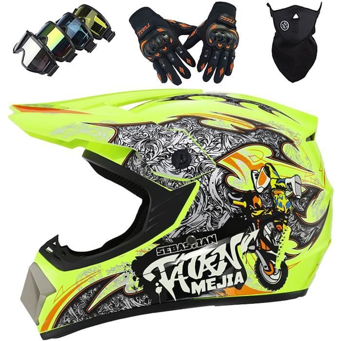Casque Motocross Intégral Enfants/Ados - Certifié DOT/ECE - Avec Lunettes, Gants, Masque - Taille S à XL - Quad, VTT, BMX - 4