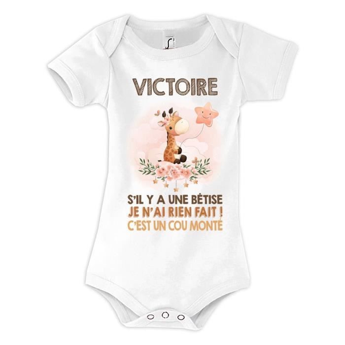 Body Bébé Prénom Victoire - Body Manche Longue Humour Imprimé En France