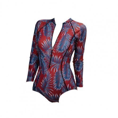 Maillot De Bain Rétro Femme Une Pièce Manche Courte Rash Guard Anti-UV Surf - Combinaison Triangle Zippée