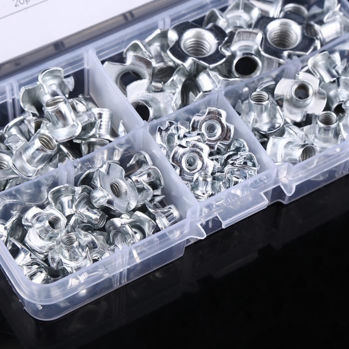 30 écrous En T Aveugles M6 X 8mm - Acier Carbone - Pour Meubles En Bois - Neuf