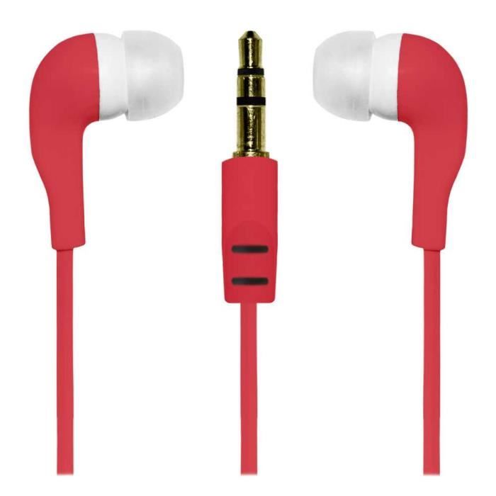 OCIODUAL Casque de Musique Connecteur Jack 3.5mm Rouge Ecouteurs  Intra-Auriculaires Silicone pour Smartphones Tablets MP3 MP4