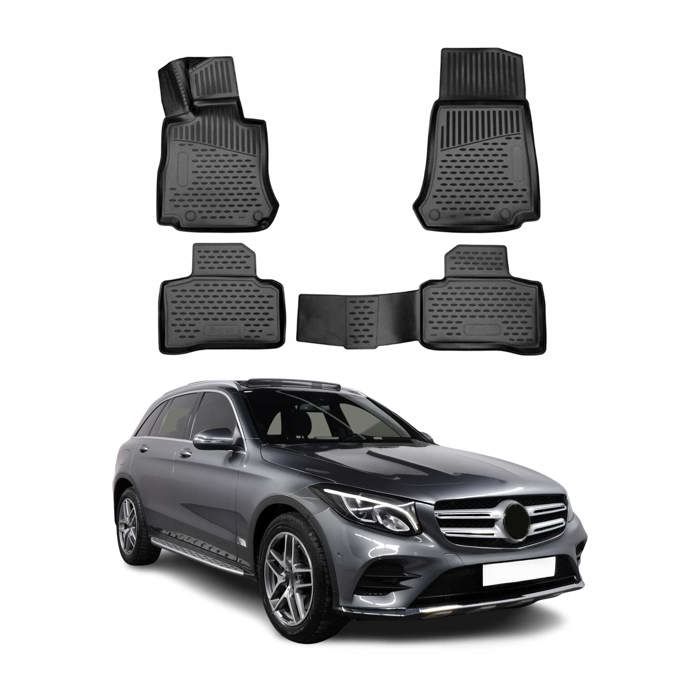 Set Di Tappetini In Gomma Per Mercedes-Benz GLC X253/C253 (2015-2022) – Bordi Rialzati 15 Mm – Antiscivolo – Rinforzo Pedale Guida