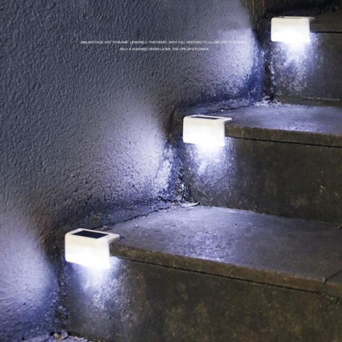 4pcs Lampe Solaire Jardin Extérieur , Éclairage Extérieur Solaire Imperméable, pour Clôture, Jardin, Escalier - lumières blanches