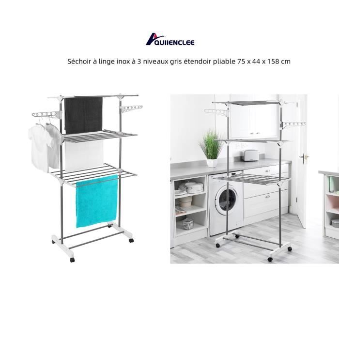 Étendoir À Linge Pliable À 3 Niveaux Pour Intérieur Et Extérieur-Avec