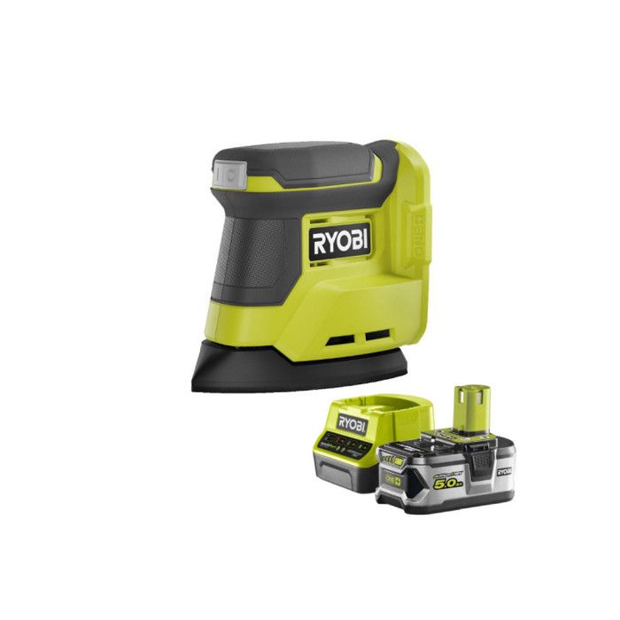 Pack RYOBI Ponceuse triangulaire 18V One+ RPS18 0 1 Batterie 5.0Ah 1 Chargeur rapide RC18120 150