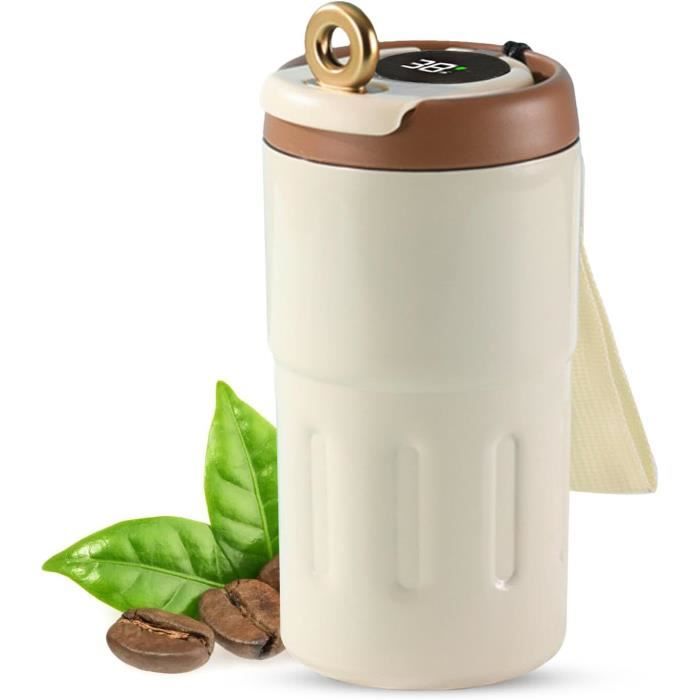 Mug Isotherme 450 Ml Avec Thermomètre LED - Sans BPA, Acier Inoxydable 316, étanche - Pour Café, Thé, Voyage