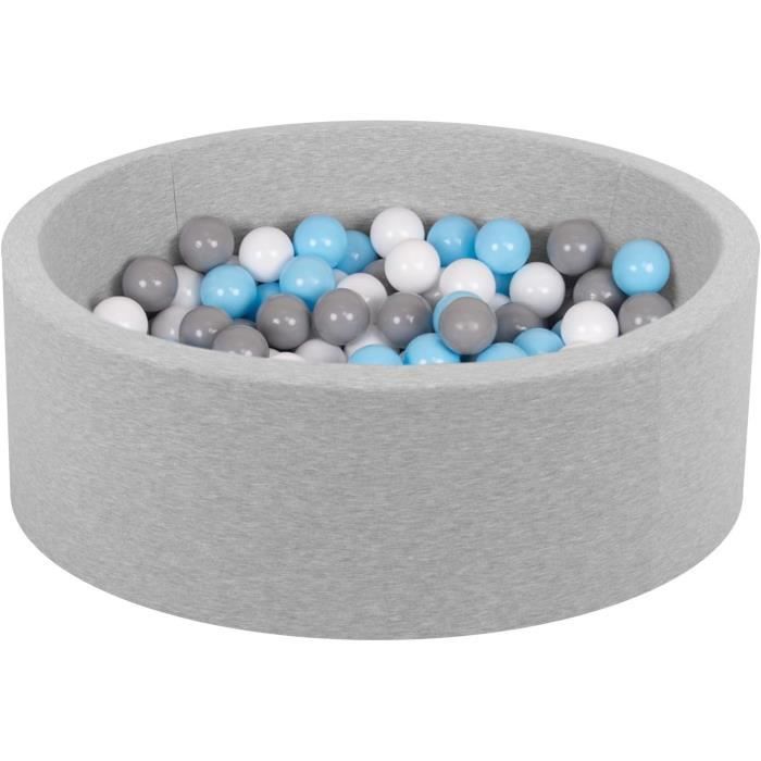 Petsona Ronde Ballenbak Voor Honden, Katten En Konijnen – 90 X 30 Cm, Met 200 Ballen, Afneembare Hoes, Zachte Schuimzwembad (lichtgrijs)