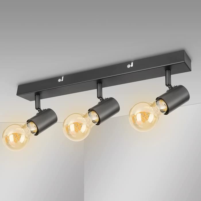 Plafonnier Spots Orientables Noir - 6 Spots LED E14 - Lampe D'intérieur Pour Cuisine, Salon, Couloir - Design Moderne