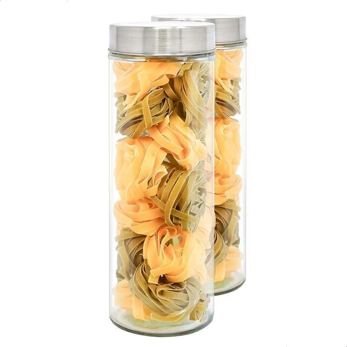 Bocaux De Conservation En Verre – Lot De 2, 3 Litres, Avec Couvercle En Bambou, Hermétique