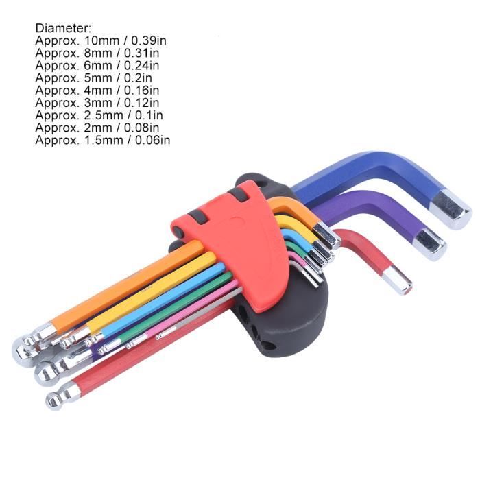 Jeu De Clés Allen Multicolore Courtes Profil T (pour Torx) T10 - T50 9 Pièces