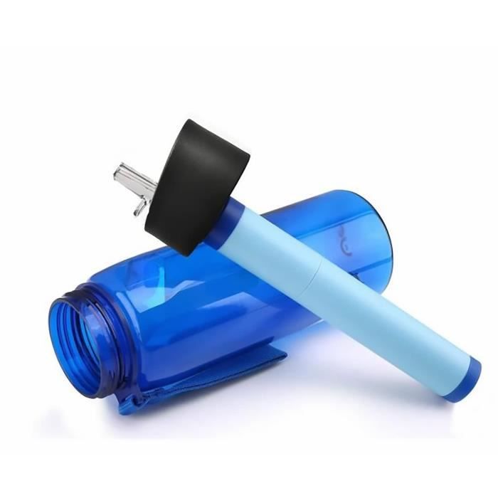 Daabliz Gourde Filtrante De Voyage – Filtre Eau Portable Élimine 99,9% Bactéries – Bouchon Onetouch – Kit Complet Avec Sac Filtrage Extra, Paille, Mousqueton – 750 Ml