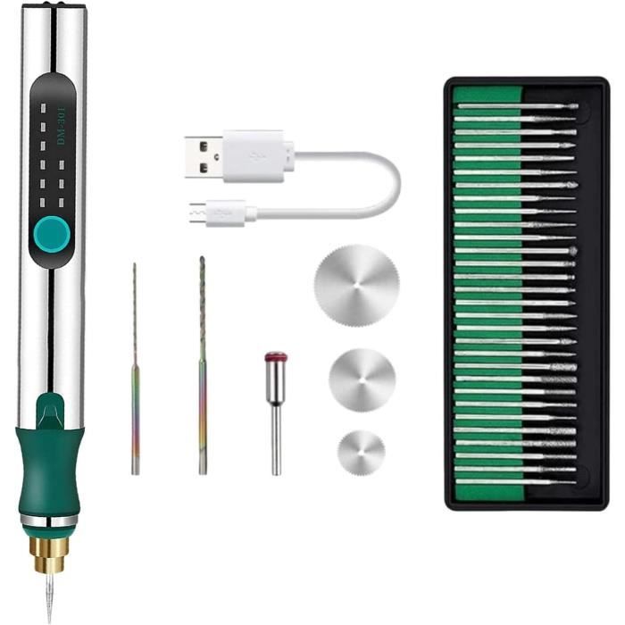 Stylo Graveur Professionnel Pour Métal, Verre, Céramique, Bois - Pointe En Carbure - 5 Pointes De Rechange Incluses