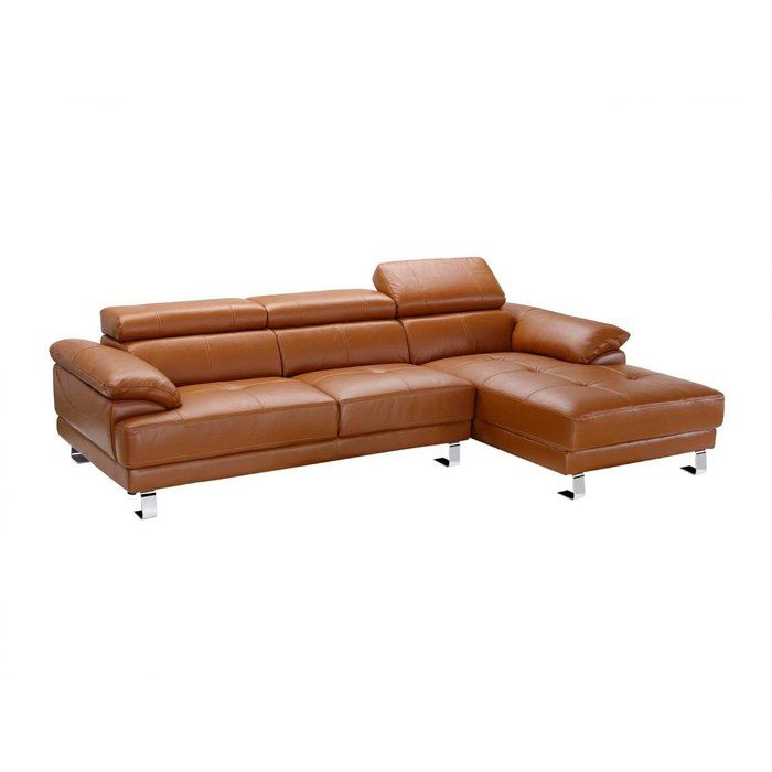 Canapé dangle droit en cuir premium camel EXCELSIORA