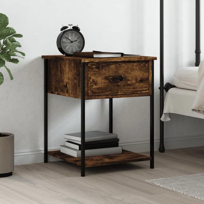 vidaXL Table de chevet chêne fumé 44x45x58 cm bois dingénierie 825847