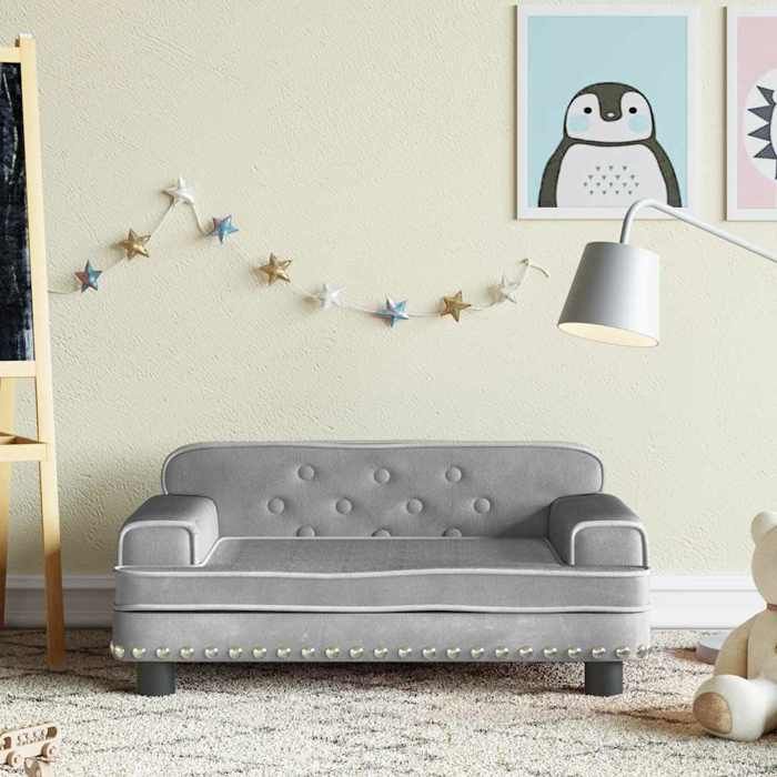 vidaXL Canapé pour enfants gris clair 70x45x30 cm velours 3196294