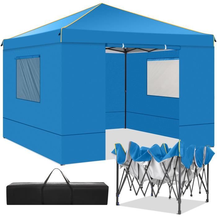 Tonnelle 3x3 m Tonnelle Pliante Imperméable avec 4 Parois Professionnel UV 50+, pour Festival Jardin Camping, Bleu