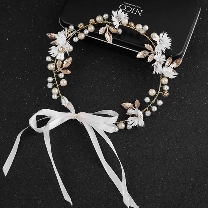 Bandeau Mariage Perles Et Feuilles Vignes - Bijoux Cheveux Mariée Élégant